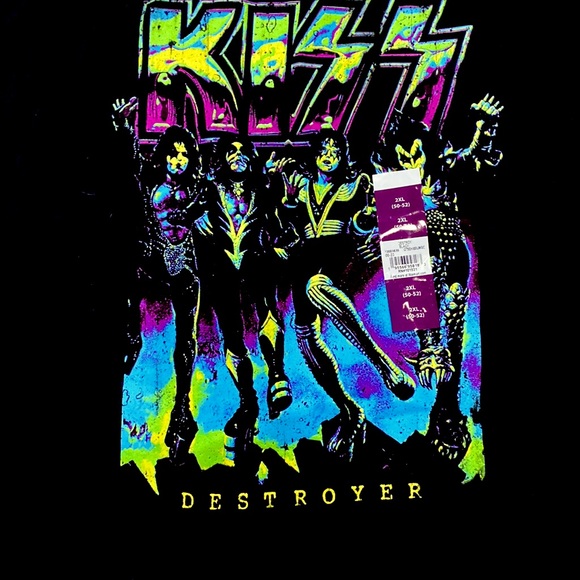 Rock Band KIZZ NWT MENS Black Graphic Short Sleeve T-shirt. SIZE 2XL - Picture 2 of 8